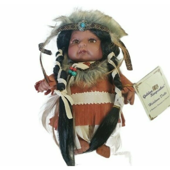 Golden Keepsakes Indian doll headdress Heirloom certificate 8.5" - Picture 2 of 12